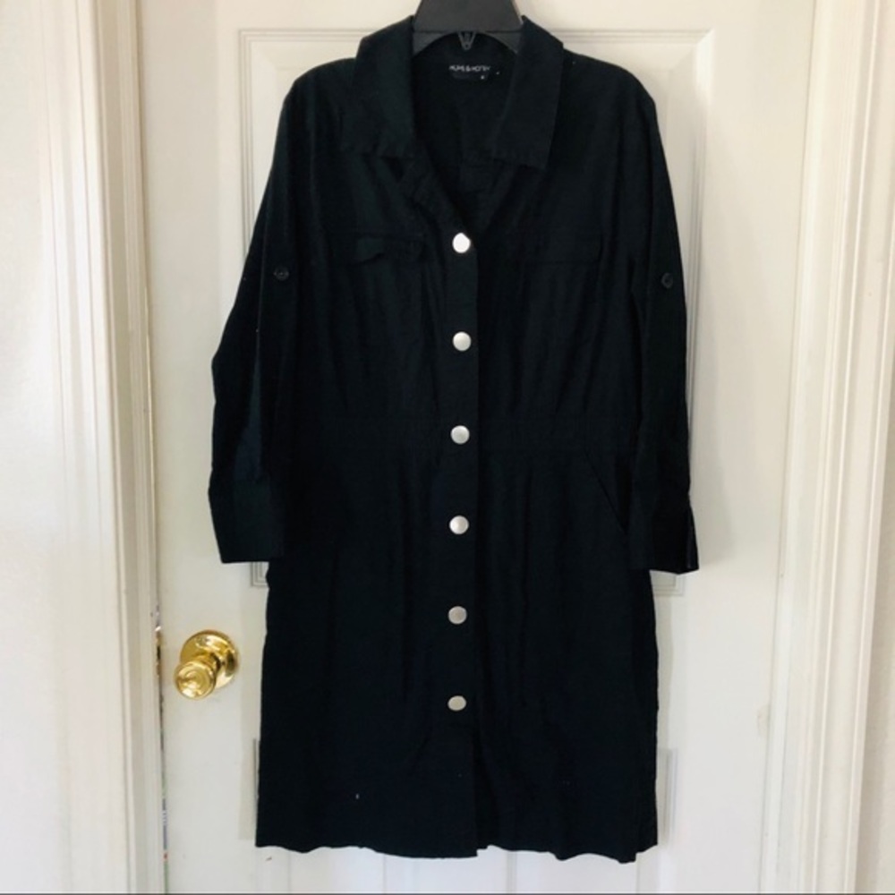 HOPE & HONEY black button clasp front collar cotton stretch dress Size 8